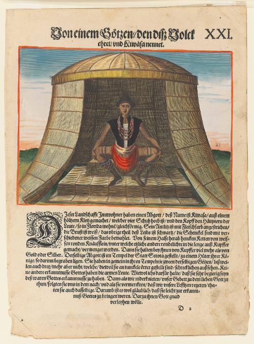 The Idol Kiwasa, plate 21, from Thomas Harriot’s A Brief and True Report of the New Found Land of Virginia, German edition