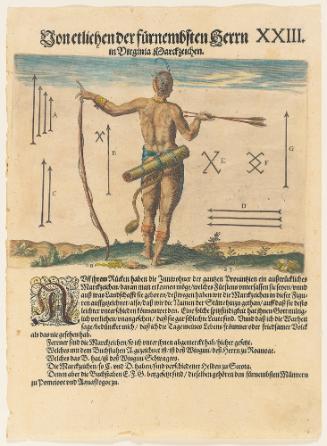 The Sundry Marks of the Chief Men of Virginia, plate 23, from Thomas Harriot’s A Brief and True Report of the New Found Land of Virginia, German edition