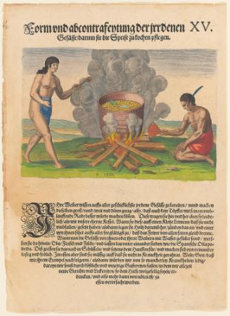 The Seething of their Meat in Earthen Pots, plate 15, from Thomas Harriot’s A Brief and True Report of the New Found Land of Virginia, German edition