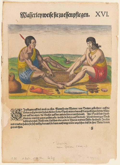 The Sitting at Meat, plate 16, from Thomas Harriot’s A Brief and True Report of the New Found Land of Virginia, German edition