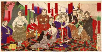 View of the Parting of Saigo Takamori (far right) and His Beloved Concubine