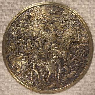 Roundel from a Tazza: Repousse Medallion Representing Harvesters Or Summer