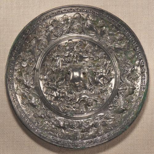 Mirror with Lion and Grapevine Pattern