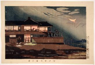 View of Houses of Entertainment in Imado at Dawn (Imado ariake takadono no kei)
