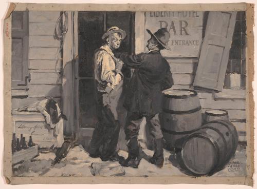 Two Men at Back Entrance of Bar