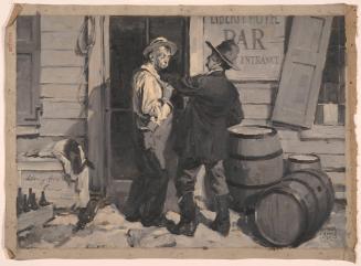 Two Men at Back Entrance of Bar
