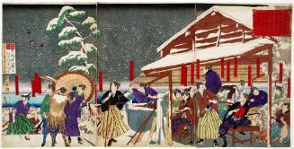 Mito Warriors Plotting the Death of Li Naosuke, Lord Hikone and Tairo of the Tokugawa Shogunate at Mt. Atago on March 3, 1860