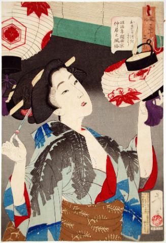 Observant: the Appearance of a Nishikyo Waitress of the Meiji Era
おきがつきさう明治年間西京仲居之風俗