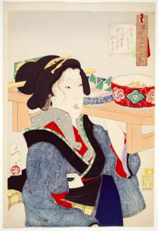Looking Heavy, the Appearance of a Fukugawa Waitress of the Tenpo Era おもたさう　天保年間深川かるこの風ぞく