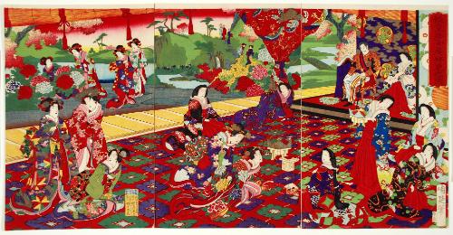 Imperial Viewing of the Garden of the Temporary Palace (Kari kōkyo oniwa haiken no zu)