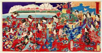 The Spring View of Sumida [River] in the Reign [of the emperor]
御世の春墨田ノ眺.  
