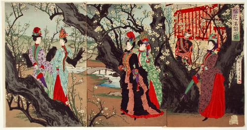 Illustration of Plum Trees in Full Bloom (Baika Mankai No Zu) 梅花満開之図.