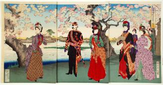 Emperor Enjoying the Cherry Blossoms Along the Sumida River
墨田花高貴ノ遊覧.