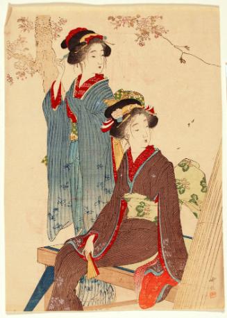Two Woman Under a Cherry Tree. 
Frontispiece (kuchi-e)