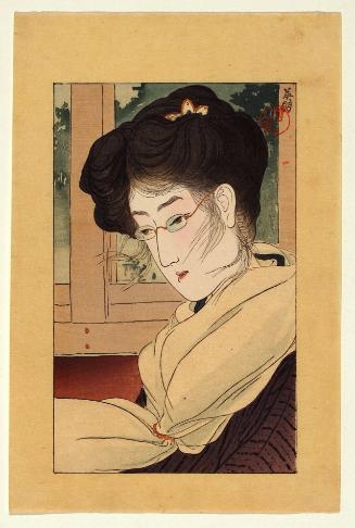 Stepmother, Stepson, vol. 1. Woman Wearing Glasses. Frontispiece (kuchi-e)