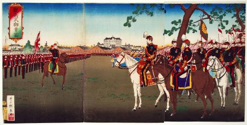 Review of Troops by His Imperial Majesty (Kanpeishiki miyuki zu)