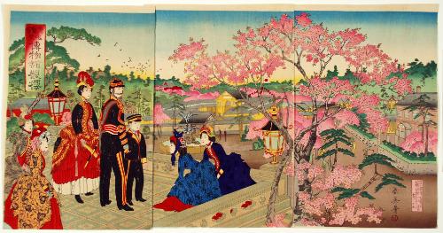 Viewing Cherry Blossoms at the Museum with a Distant View of the Exposition
博覧会遠望 博物館観桜