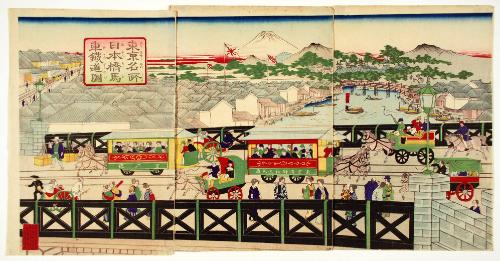 A Famous Place of Tokyo, Illustration of Horse Tramway in Nihonbashi
東京名所日本橋馬車鐵道図.