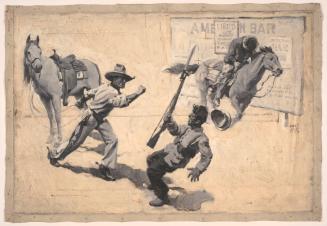 Cowboy Hits Soldier; Illustration