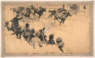 Horse Race Watched by Fans; Illustration