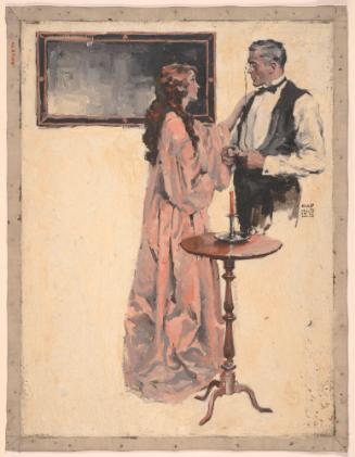 Man and Woman Facing Each Other; Illustration