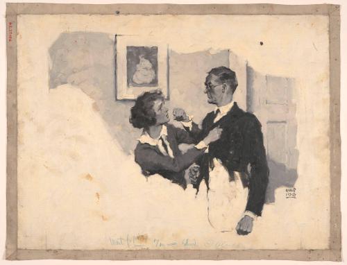 Maid Beating Upon Butler's Chest; Illustration