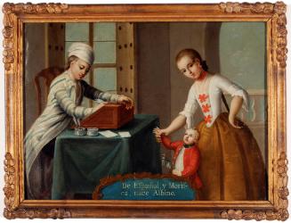 From Spaniard and Morisca, an Albino is Born (De Español y Morisca nace Albino), from the series Castes of New Spain (Castas de Nueva España)