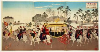 Emperor Meiji and Empress in a Carriage During Their Silver Anniversary