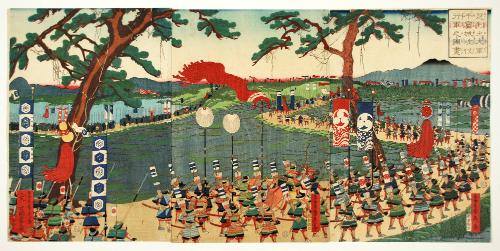 Illustration of the Large Army of Ashikaga Conquering Chihaya Castle
