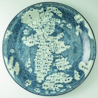 Blue and White Map Dish