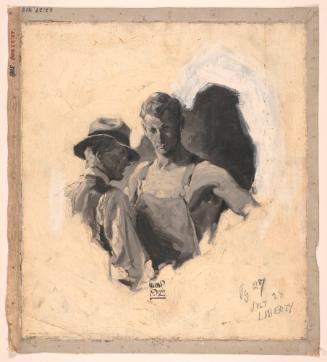 Two Men Talking; Illustration for John Monk's the Fiery Furnace in Liberty