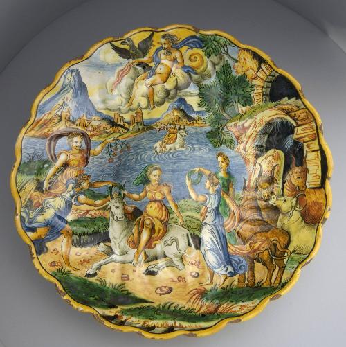 Molded Dish (istoriato crespina) with Europa and the Bull