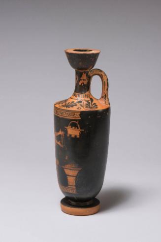 Lekythos, Oil Vase, with Woman Working Wool
