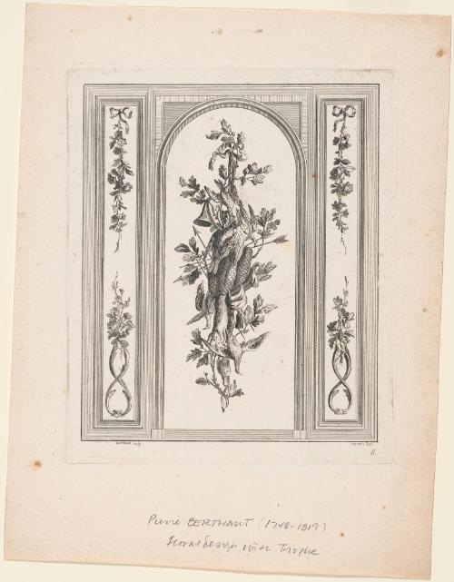 Design for a Paneled Wall (Boiserie) with Floral Design and Hunting Trophy