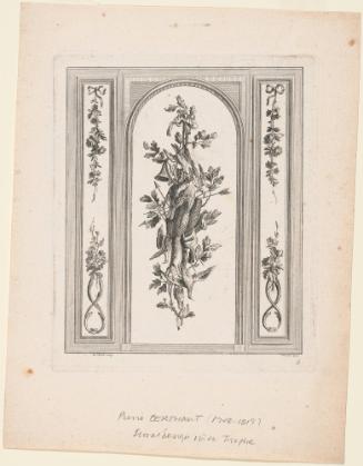 Design for a Paneled Wall (Boiserie) with Floral Design and Hunting Trophy