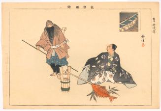 Scene from the play The Groom in the Boat (Funawatashi muko), from the series Pictures of Noh Plays