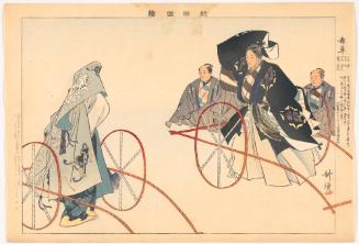Scene from the play The Dance-Waggons (Maiguruma), from the series Pictures of Noh Plays