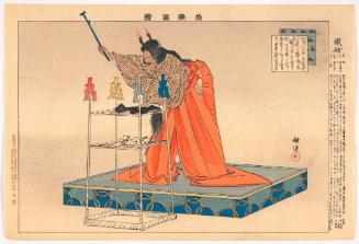 Scene from the play The Iron Crown (Kanawa), from the series Pictures of Noh Plays