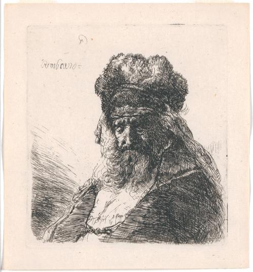 Old Bearded Man in a High Fur Cap, with Eyes Closed