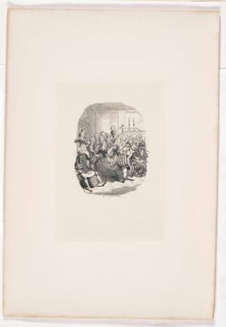 Sergeant Scales’s Drum, illustration for Saint James’s, or, the Court of Queen Anne by William Harrison Ainsworth