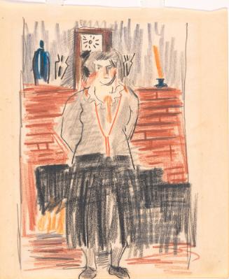 Helen Knaths by the Fireplace