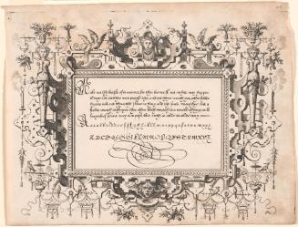 Page of Calligraphy in English with Strapwork Ornament