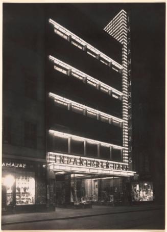 Illuminated Façade of the Indanthren-Haus Store, Leipzig